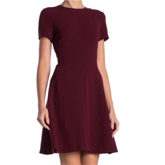 Theory Burgundy Fit and Flare Dress - Picture 2 of 10